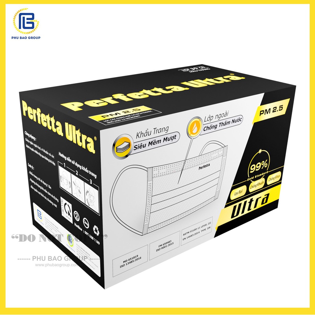 [CAO CẤP] Khẩu trang y tế 4 lớp Perfetta Ultra Trắng/Xanh (35 Cái/Hộp) | BigBuy360 - bigbuy360.vn