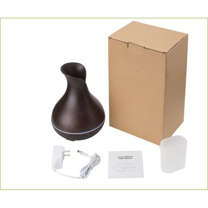 Đèn Xông Tinh Dầu Phun Sương Bình Hoa TUYLIP Vân Gỗ Cao Cấp | Kèm Điều Khiển Từ Xa | TẶNG TINH DẦU