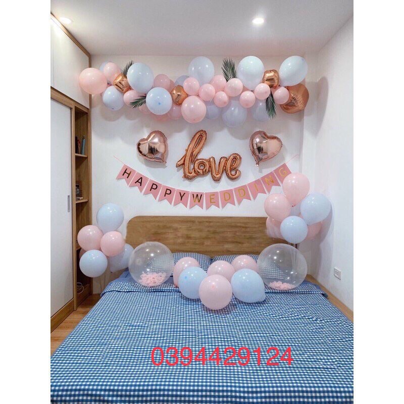 {TẶNG BƠM + KEO DÁN} Sét Bóng Trang Trí Phòng Cưới Tone Patel