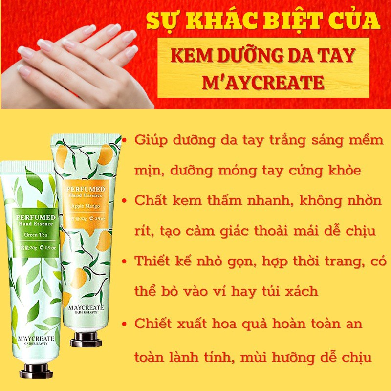 Kem dưỡng da tay MayCreate Perfumed 30g mềm, thơm hương hoa - Sarah Beaute