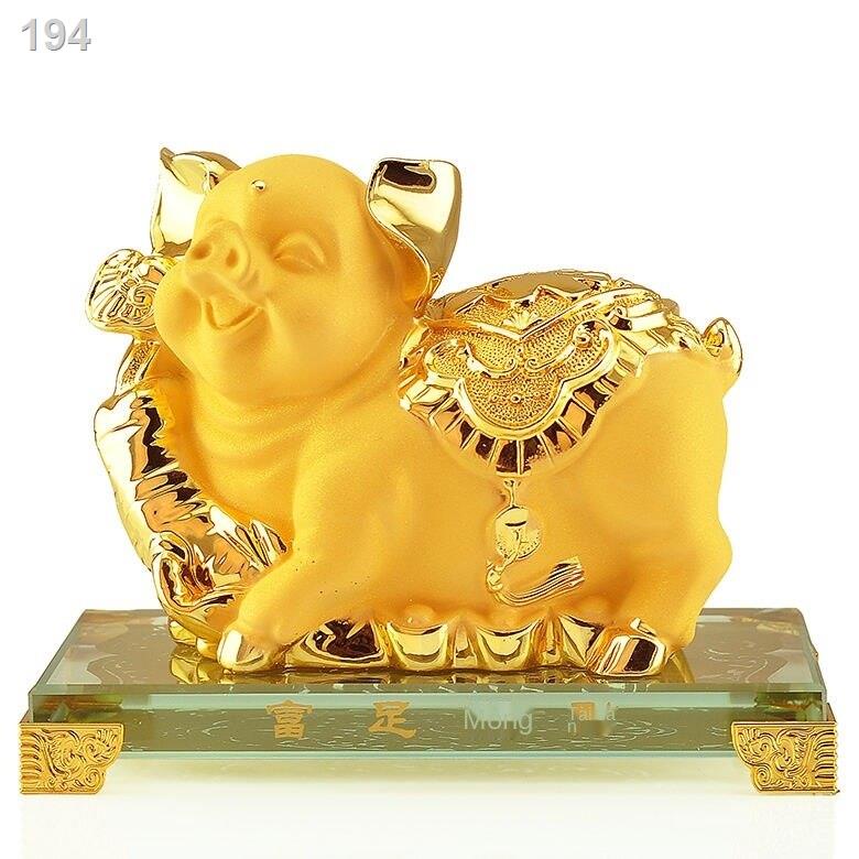 【bán chạy】Zodiac Golden Pig Trang trí Phong thủyy mắn Lợn Nhà phòng khách Tủ rượu Năm Quà tặng Thủ công