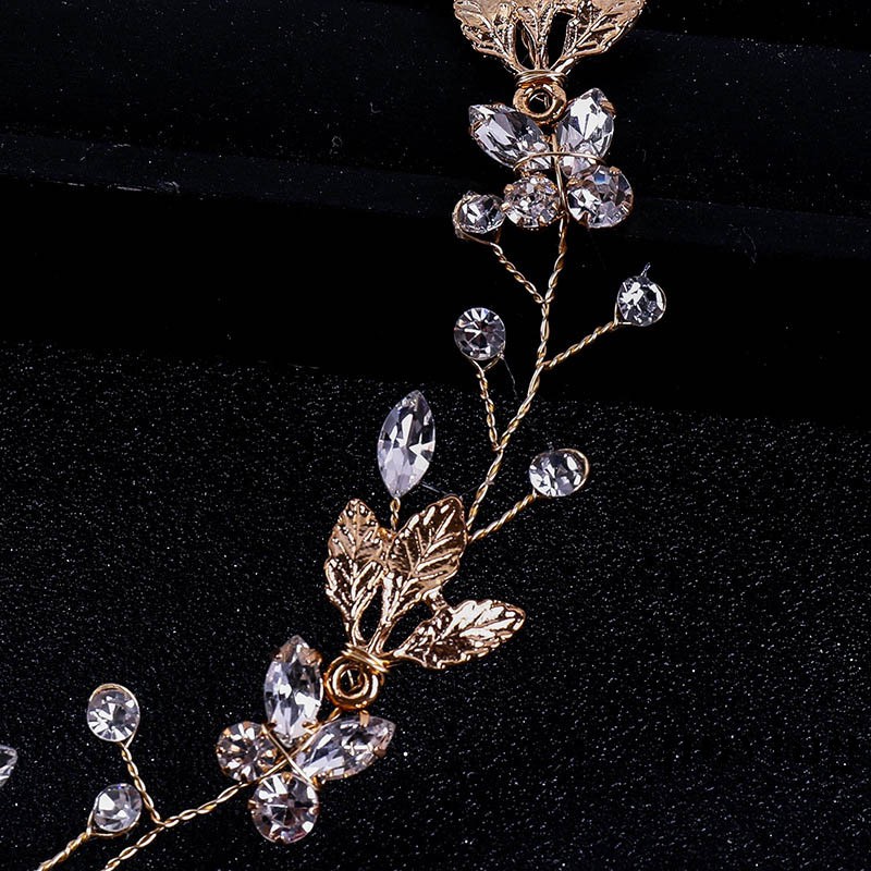 GETNOIVAS Băng đô vương miện Tiara cột dây hình hoa lá trang trí tóc cho cô dâu xinh đẹp