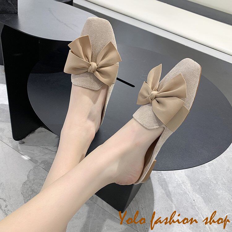 Giày lười slip on nữ kiểu dáng đơn giản thắt nơ xinh xắn -GL17 | BigBuy360 - bigbuy360.vn