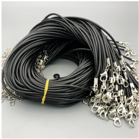Vòng cổ sáp da đen size 1.5mm & 2mm