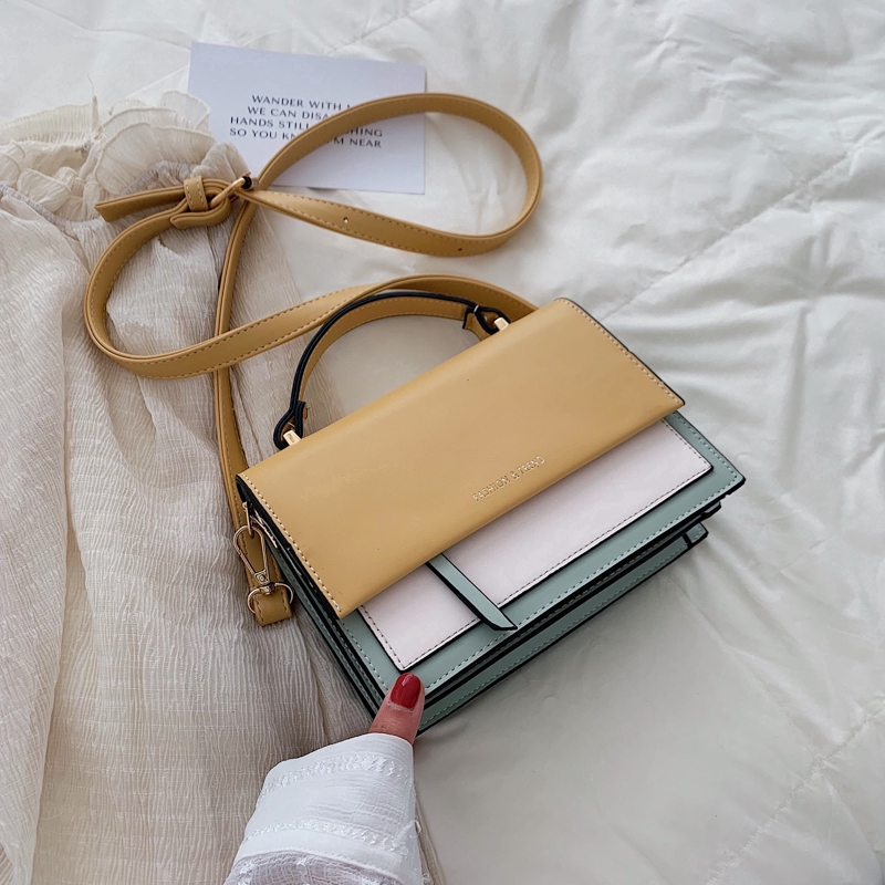 Túi Đeo Vai Hình Vuông Cỡ Nhỏ Mềm Mại Màu Tương Phản Thời Trang Cho Nữ