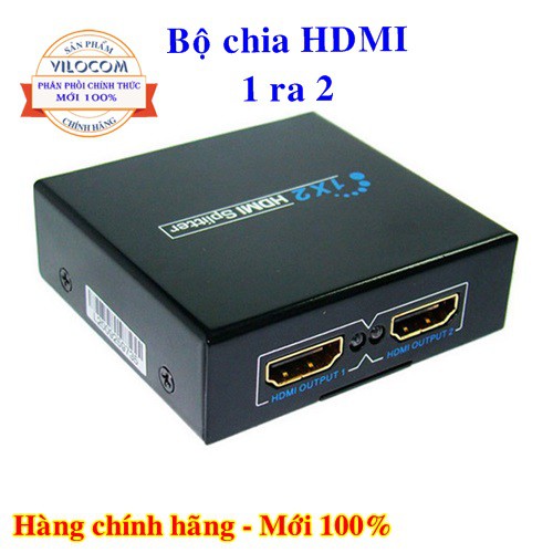 Bộ Chia HDMI 1 Ra 2 – HDMI Splitter 1x2 - Chia Cổng Ra 2 Màn Hình TV, Máy Chiếu