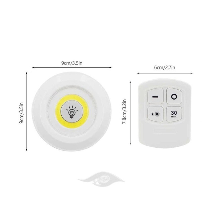 Sản Phẩm Bộ 3 Đèn Led Dán Tường Tròn Tiện Dụng Đèn LED Sử Dụng Remote