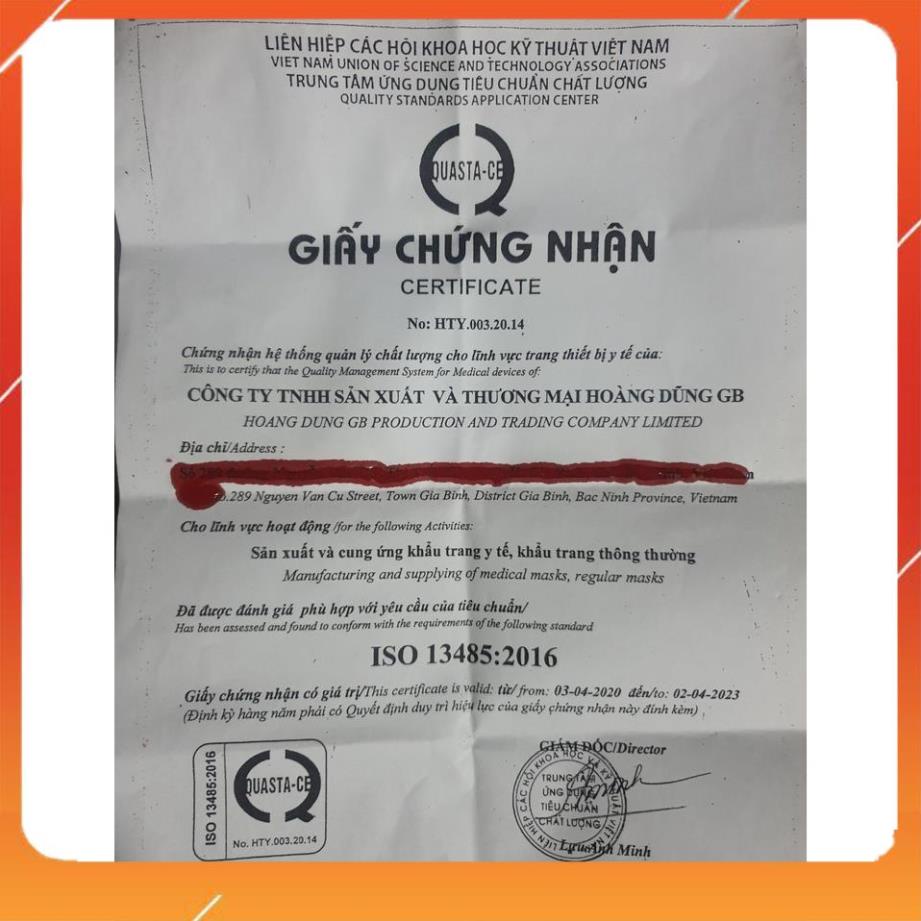 [CHÍNH HÃNG] COMBO 100 KHẨU TRANG 4D KF 94 HOÀNG DŨNG XUẤT KHẨU