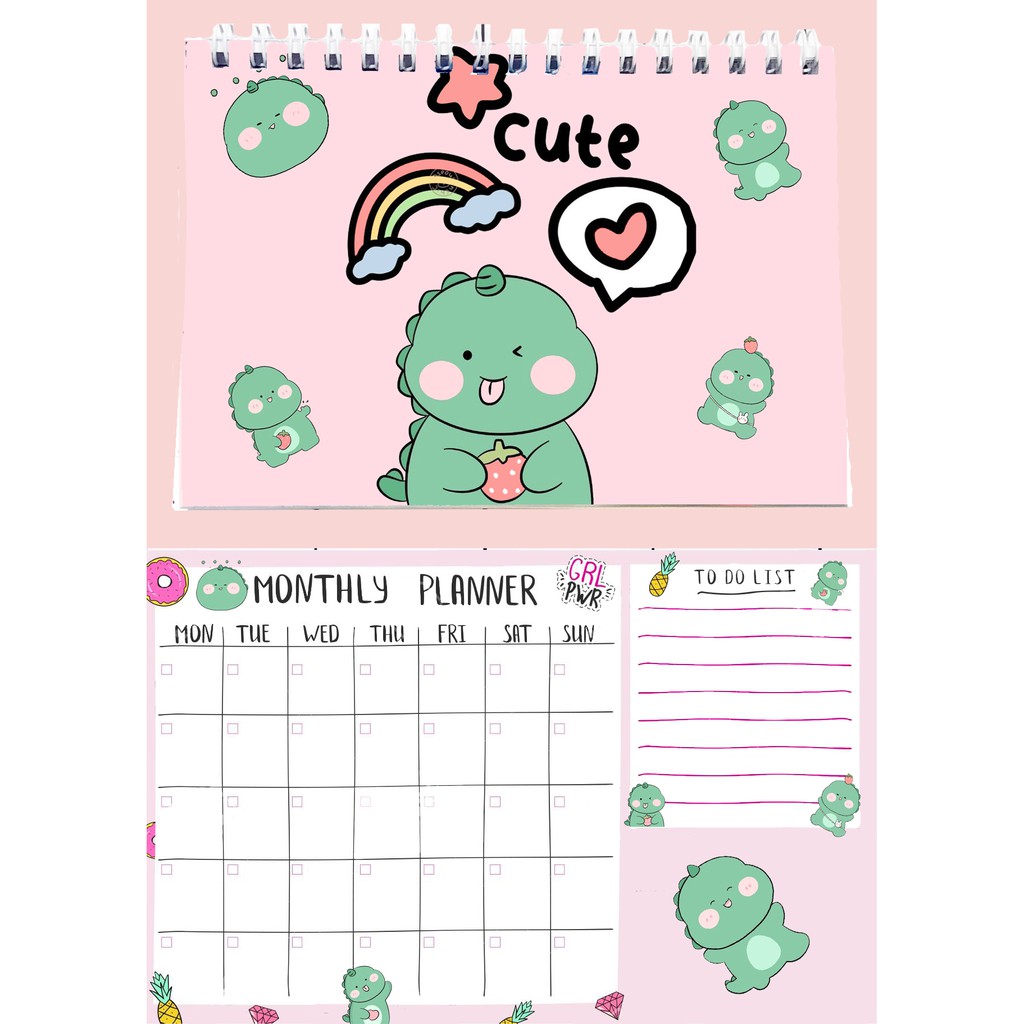 Sổ kế hoạch tháng khủng long MPI15 Monthly Planner 12 trang