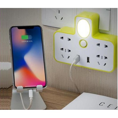 Bộ Ổ Điện 2 Cổng USB Có Đèn Ngủ Siêu Tiện Lợi