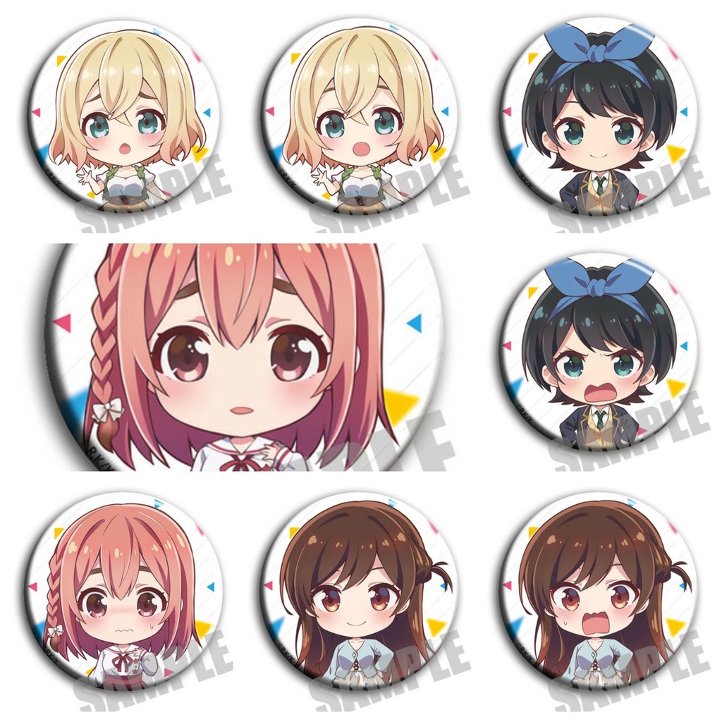 Combo 8 huy hiệu cài áo IN HÌNH Kanojo Okarishimasu Dịch vụ thuê bạn gái ver đầu to anime chibi dễ thương