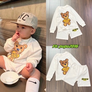 Set bộ nỉ quần ngố D.r.e.w.. gấu cho bé trai