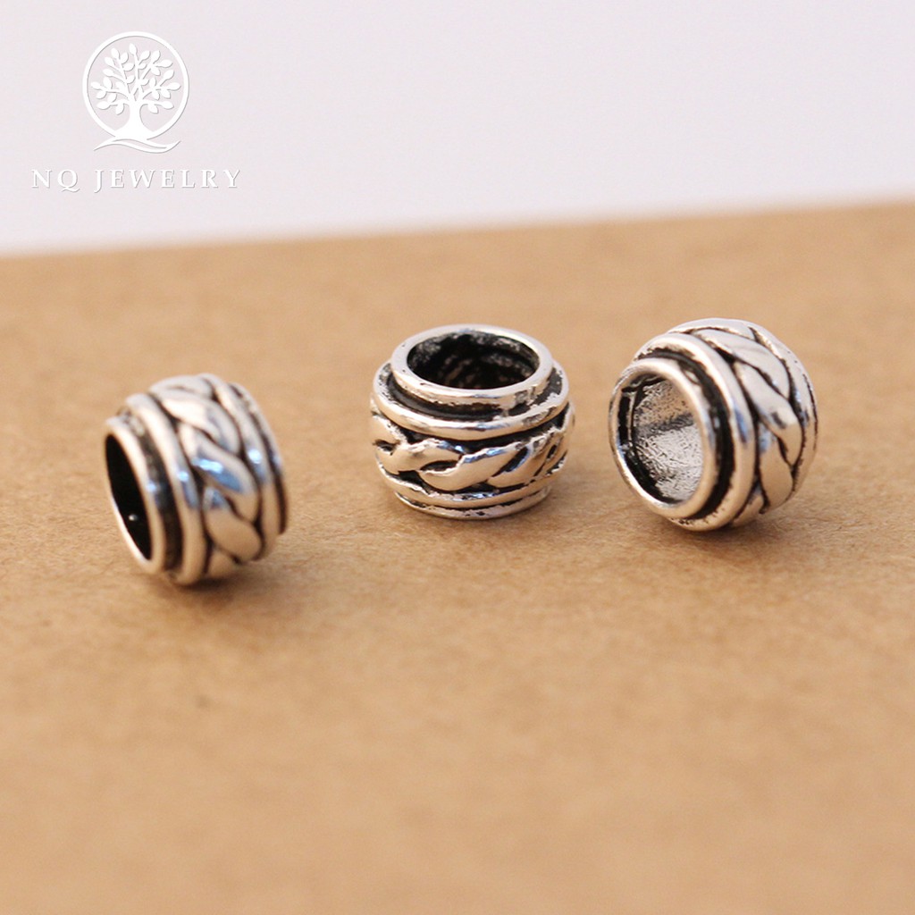 Charm bạc chặn hạt họa tiết - NQ Jewelry