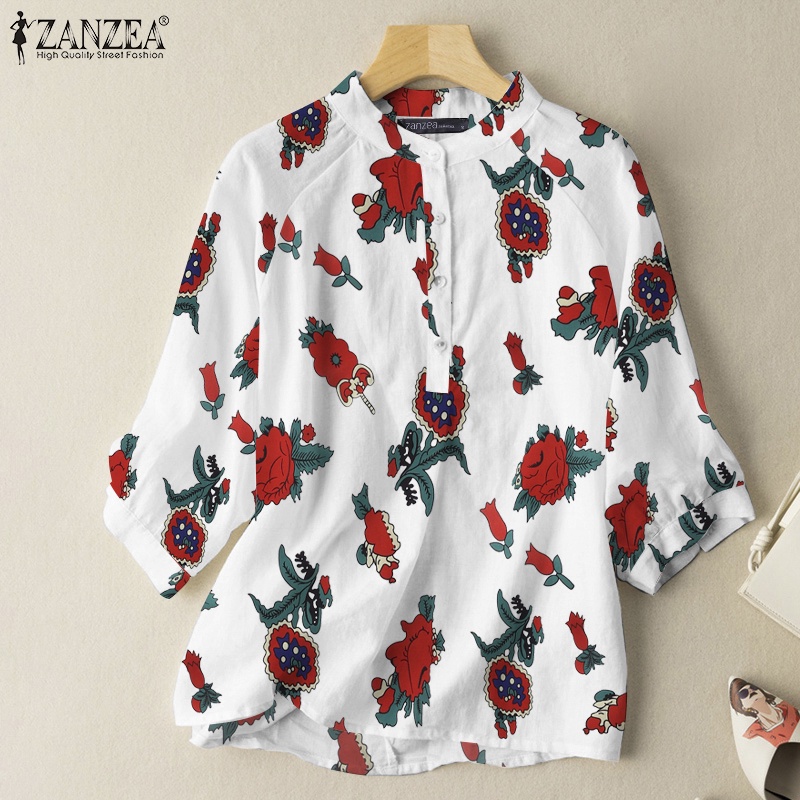 Áo Zanzea tay lửng cổ tròn in họa tiết hoa dành cho nữ