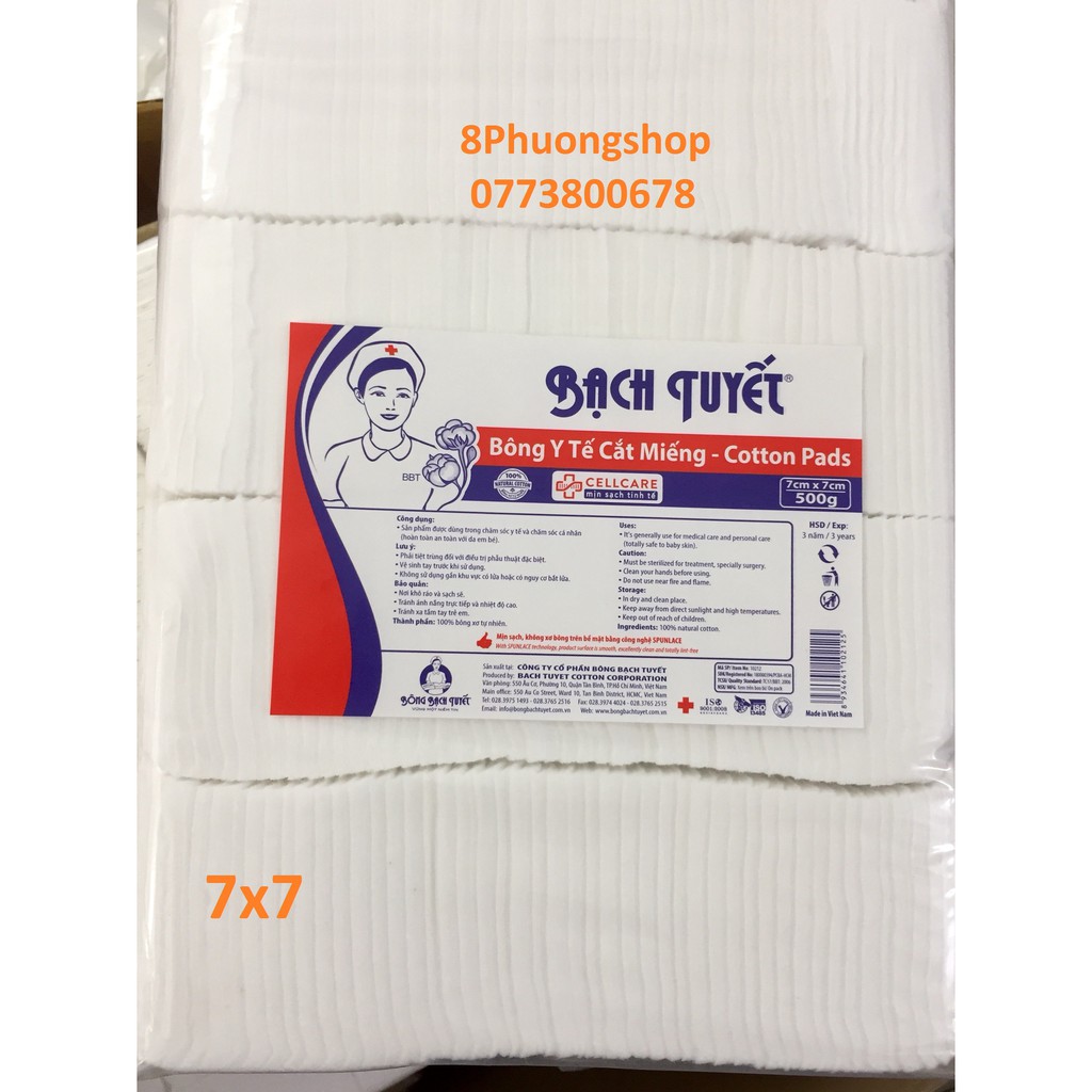 Bông Bạch Tuyết Cắt Miếng Sẵn 1kg Vệ Sinh cho bé 7x7, 10 x 10