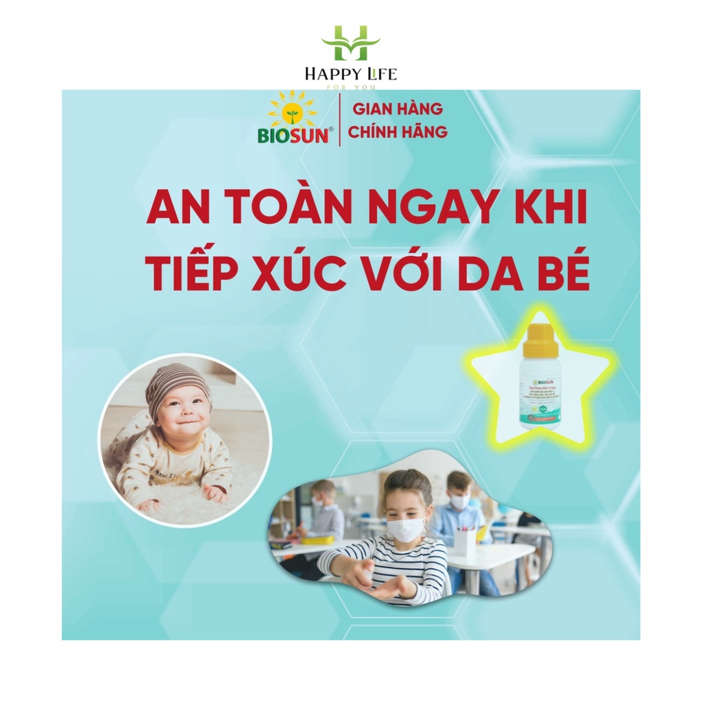 Nước rửa tay khô, dung dịch sát khuẩn, khử mùi nhà vệ sinh, chế phẩm sinh học nano bạc BIOSUN - Happy Life 4U