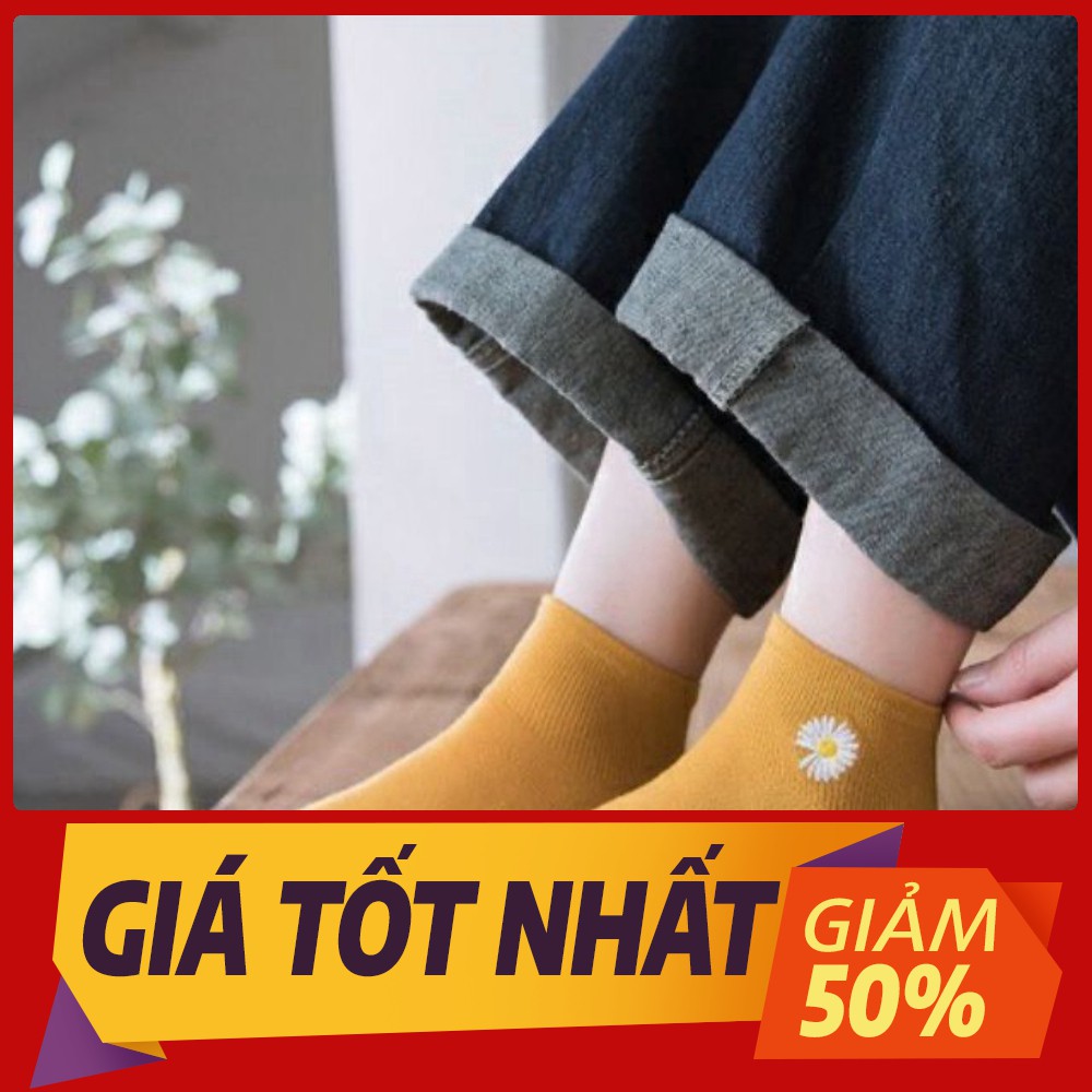 [Sale toàn shop]combo 10đôi TẤT VỚ NAM NỮ MANG GIÀY CỔ TRỤ HOA CÚC 300 SIÊU DỄ THƯƠNG