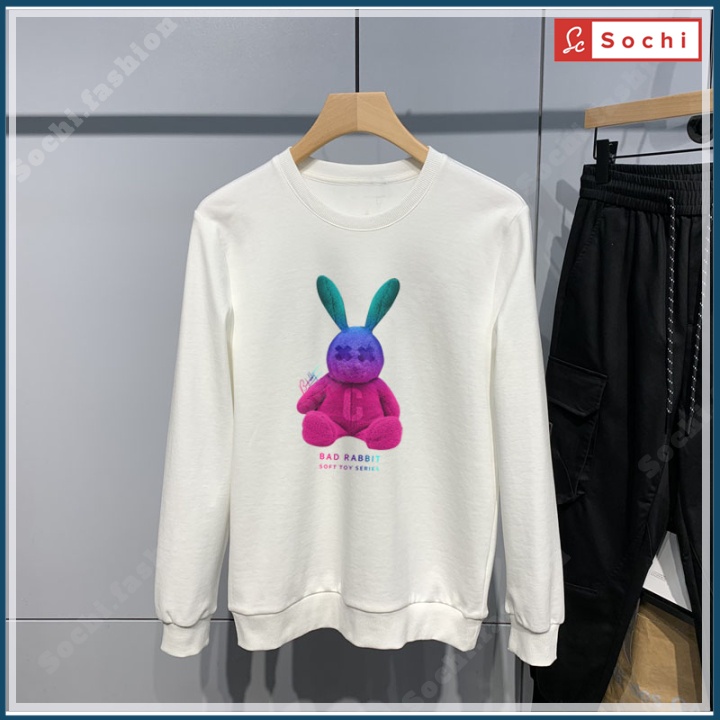 Áo nam tay dài, áo thu đông nam Sochi chất nỉ mềm mịn mã SW68.2 in Thỏ Rabbit C