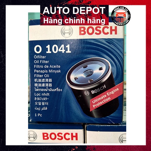 Lọc nhớt Bosch O 1041 chính hãng cho xe TOYOTA-Corolla Altis, Vios, Avensis, Prius, Yaris, Aygo, Wish, Previa; CH
