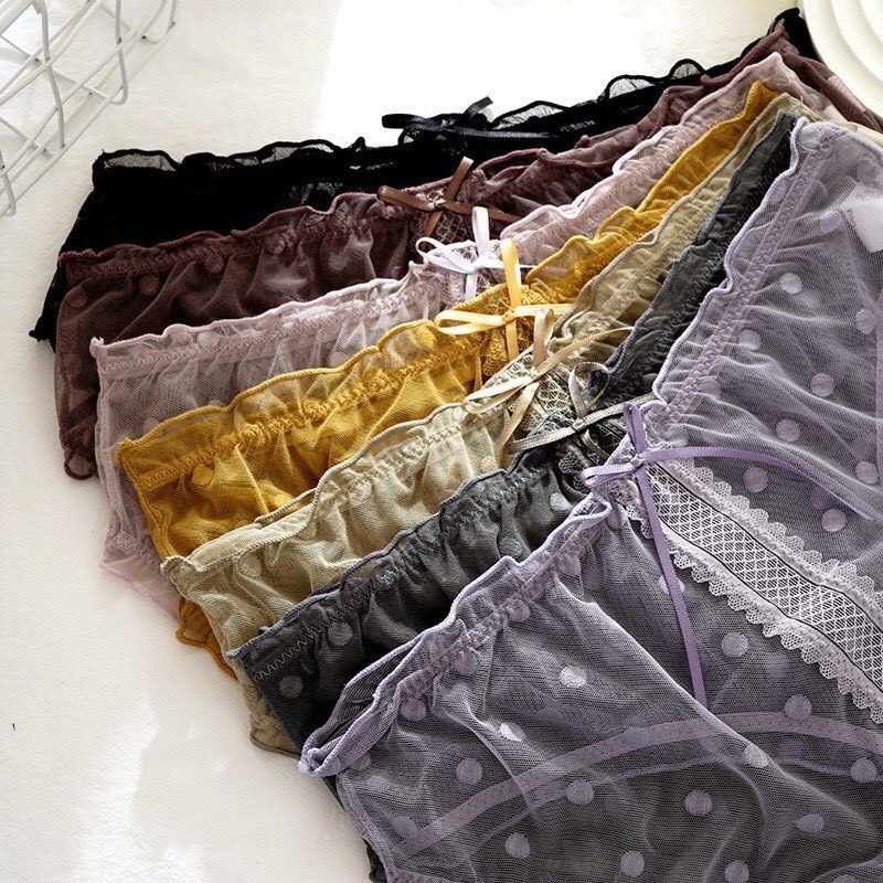 Quần Lót Nữ - Quần Lót Ren Cao Cấp thiết kế họa tiết chấm bi quyến rũ sexy DAN STORE MÃ 0389
