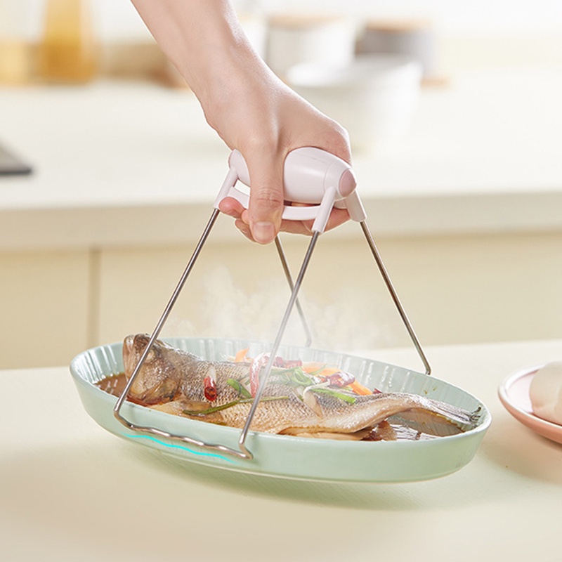 Dụng Cụ Kẹp Tô Dĩa Hấp Thức Ăn Bằng Thép Không Gỉ 304 Cách Nhiệt Chống Bỏng