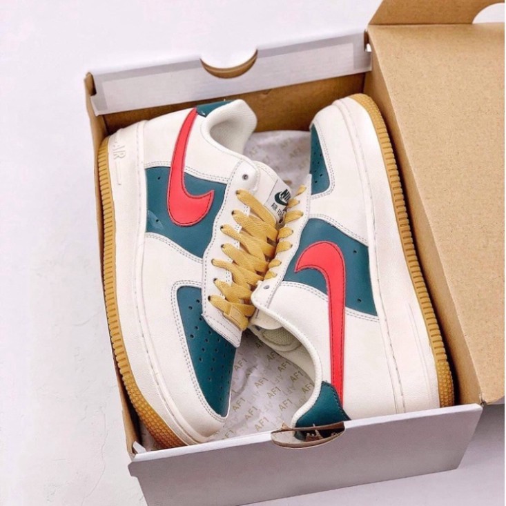 Giày thể thao Jordan AF1 cao cấp full bill box, giày Sneaker nam nữ cổ thấp da lộn màu xanh đỏ đế cao, JD form đẹp M11 | BigBuy360 - bigbuy360.vn