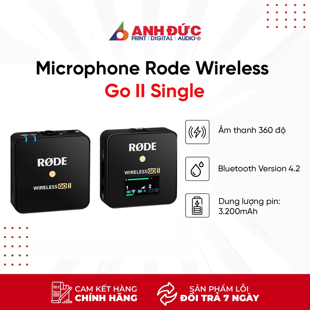 Microphone sony Rode Wireless Go II Single, Micro không dây chuyên nghiệp cho Tiktoker, Youtuber, Vlogger, Streamer