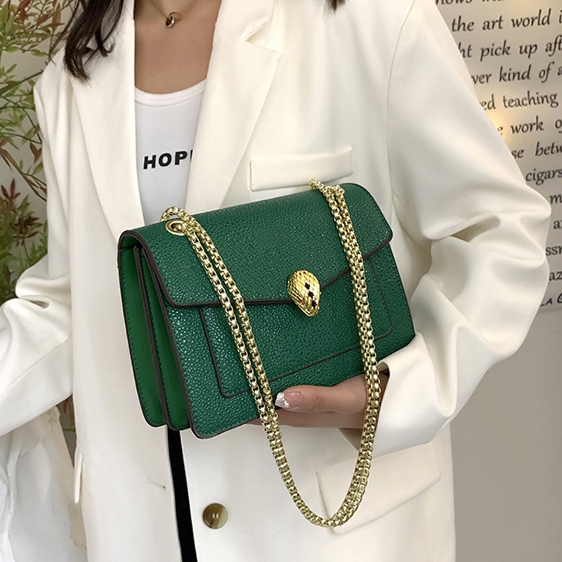 Túi đeo vai IELGY hình vuông cỡ nhỏ phối dây sợi xích ba chiều thời trang cao cấp cho nữ