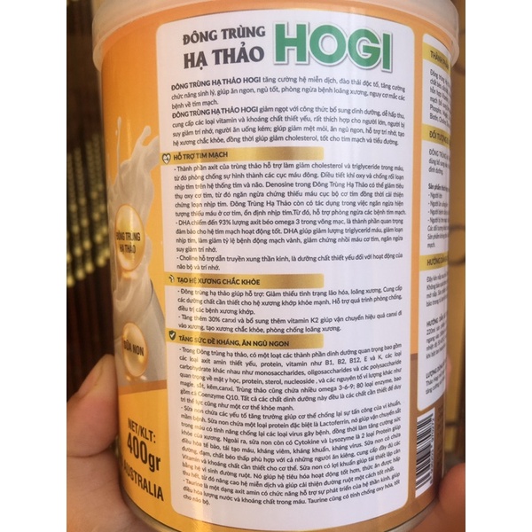 Sữa Đông Trùng Hạ Thảo Hogi 400g-Bồi Bổ Cơ Thể,Tăng Cường Miễn Dịch Và Trí Nhớ (Hộp 400gr)