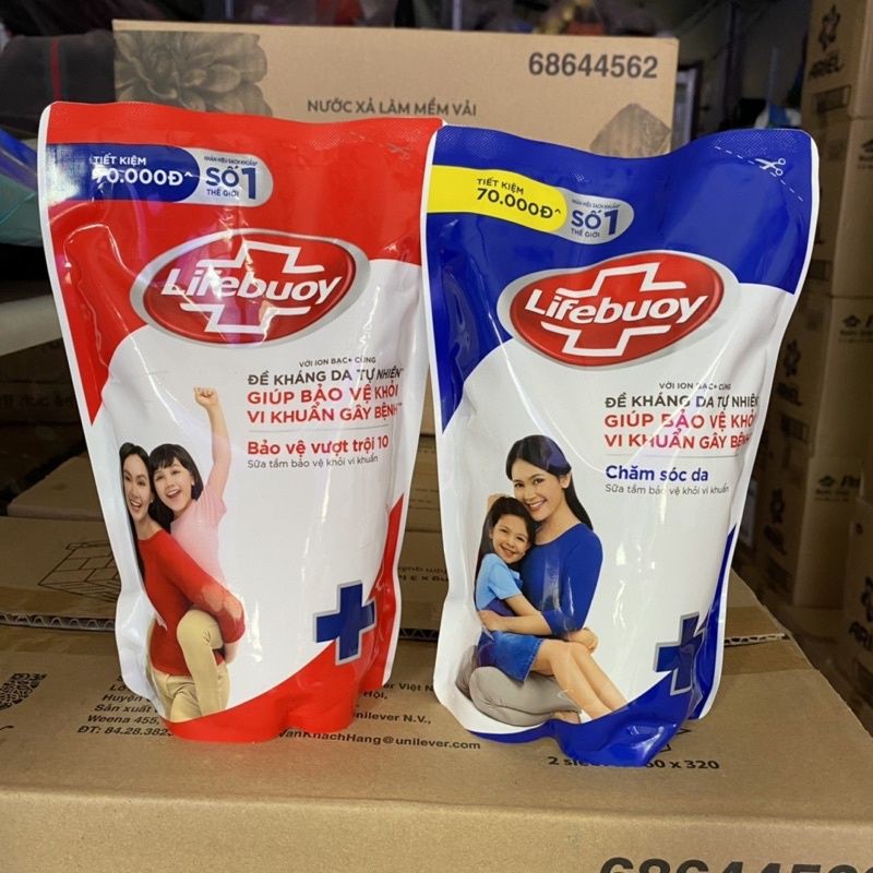 Túi tắm Lifebuoy xanh hoặc đỏ 850g