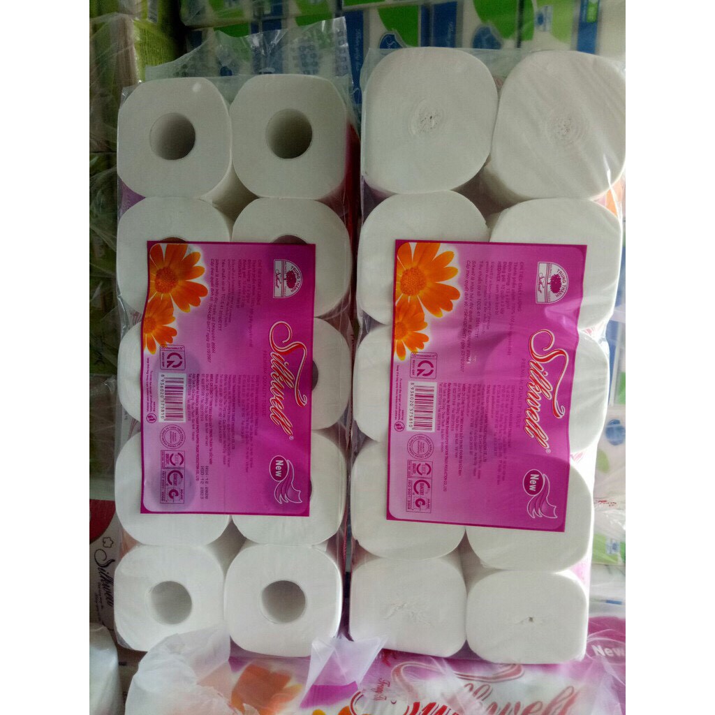 Giấy vệ sinh Silkwell cao cấp không lõi/ có lõi tím 3 lớp, có xuất VAT