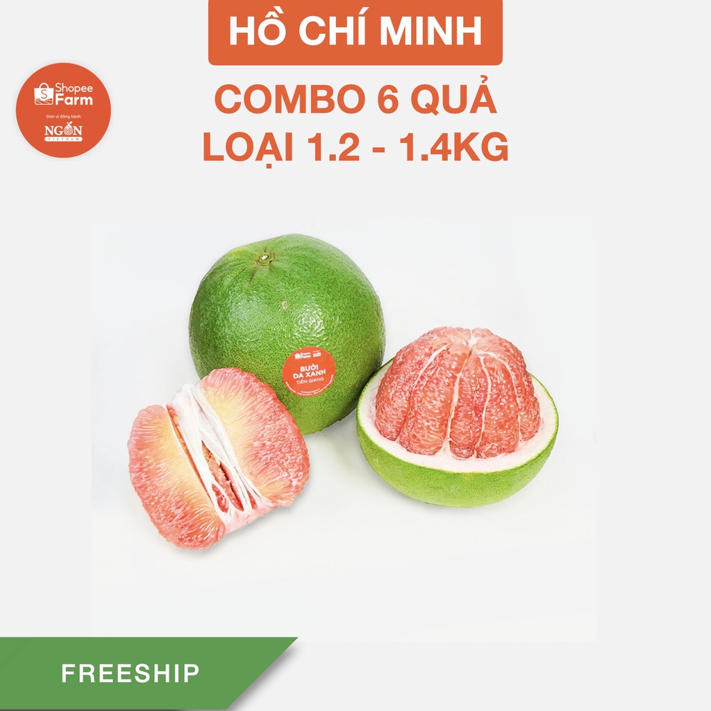 [HCM] Hộp 4 Qủa Bưởi Da Xanh Tiền Giang Vườn Lão Vỏ Mỏng, Ruột Hồng Tươi Ngon - Shopeefarm