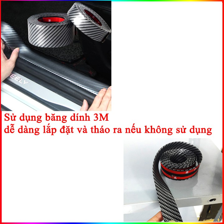 Nẹp chống xước bước chân cửa xe ô tô, tạo điểm nhấn và bảo vệ bậc cửa xe, nẹp carbon chống xước