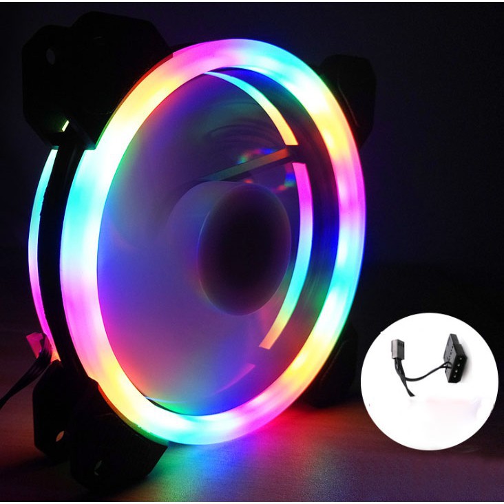 Quạt Tản Nhiệt, Fan Case Coolmoon V2 Led RGB 2 Vòng Ring - Không Cần Hub