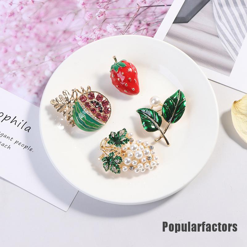 Ghim cài áo trang trí hình trái cây đính ngọc trai bằng hợp kim thời trang cho nữ dự tiệc