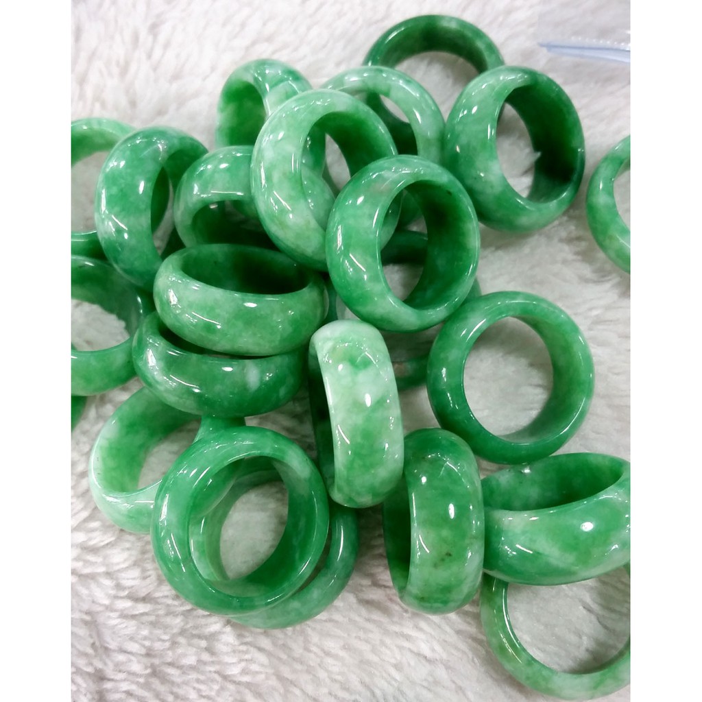 Myanmar Nhẫn Ngọc Bích Khô Màu Xanh Lá Cây Cho Nam Và Nữ