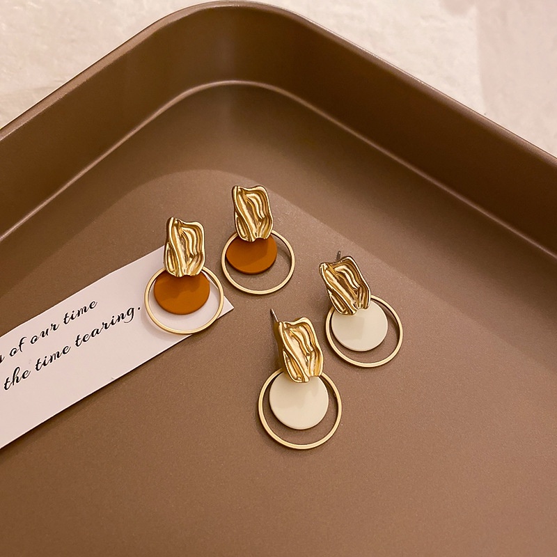 Bông Tai Mạ Bạc 925 Hình Tròn Kiểu Hình Học Phong Cách Retro Hàn Quốc 2022