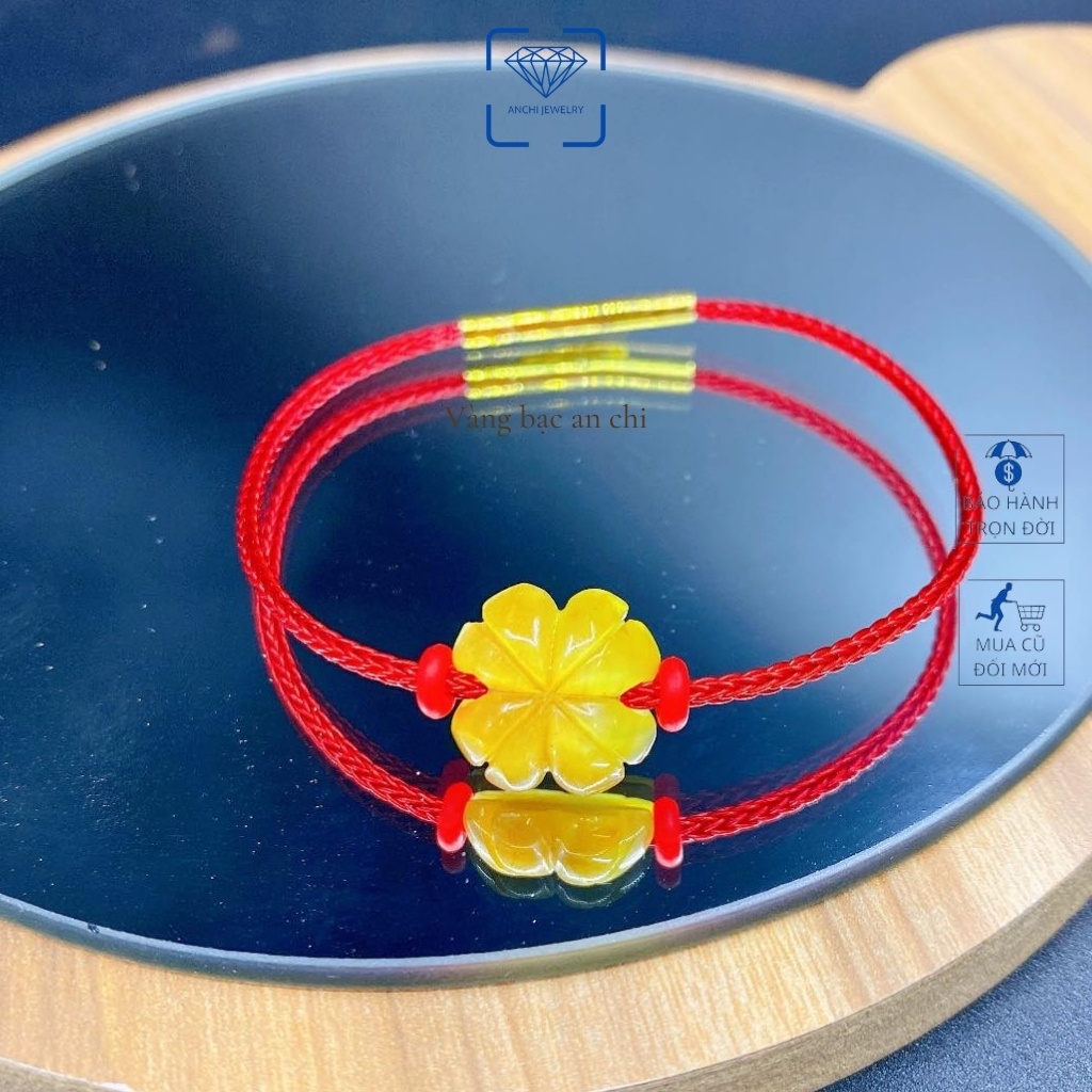 Vòng tay cỏ 4 lá đá mắt hổ phong thuỷ mệnh thổ / kim. Anchi jewelry