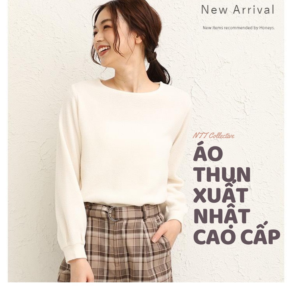 Áo thun tay dài nữ xuất Nhật thun gân cao cấp Glacier VNXK