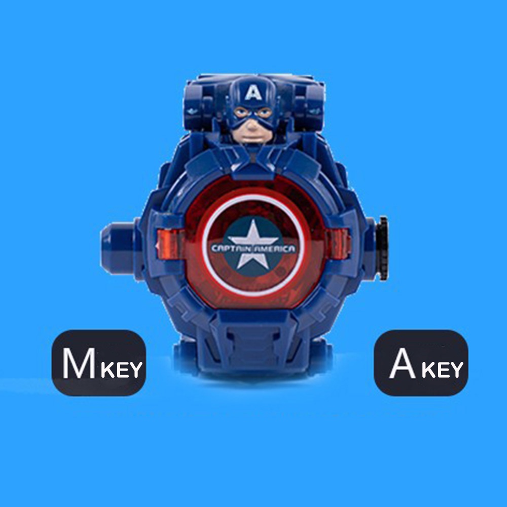 Đồng Hồ Điện Tử Chiếu Hình Người Nhện Marvel Người Sắt Cho Bé Trai Bé Gái