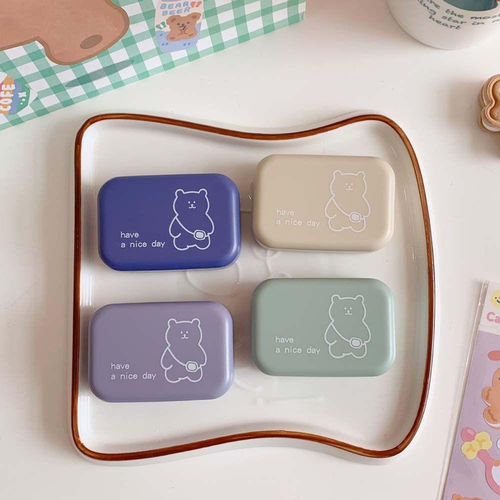 Thanh Nối Ống Kính Áp Tròng Mini Dễ Thương|Hộp Đựng Kính Áp Tròng Kèm Gương Hình Gấu Hoạt Hình Dễ Thương