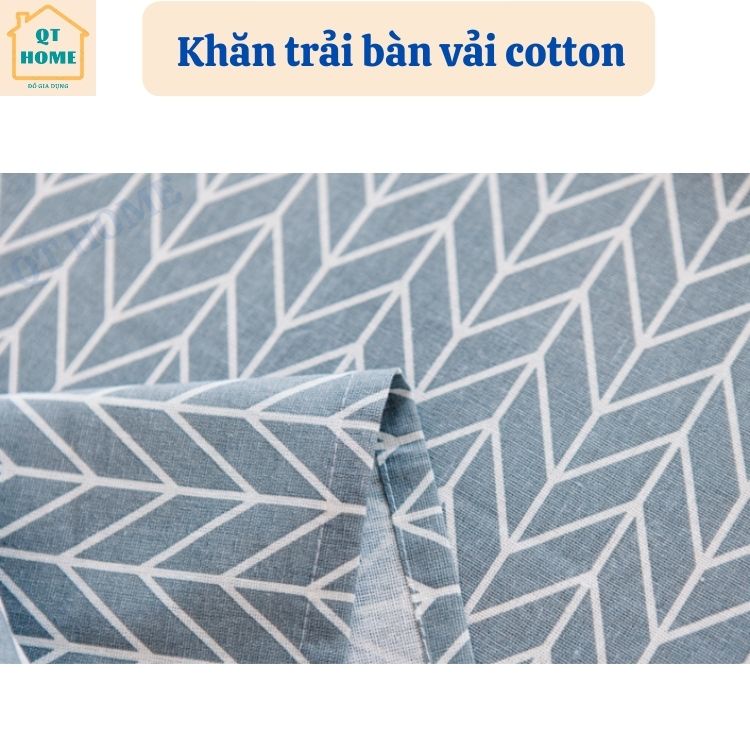 Khăn Trải Bàn Vải Cotton Màu Ghi Họa Tiết Mũi Tên Nhiều Kích Thước