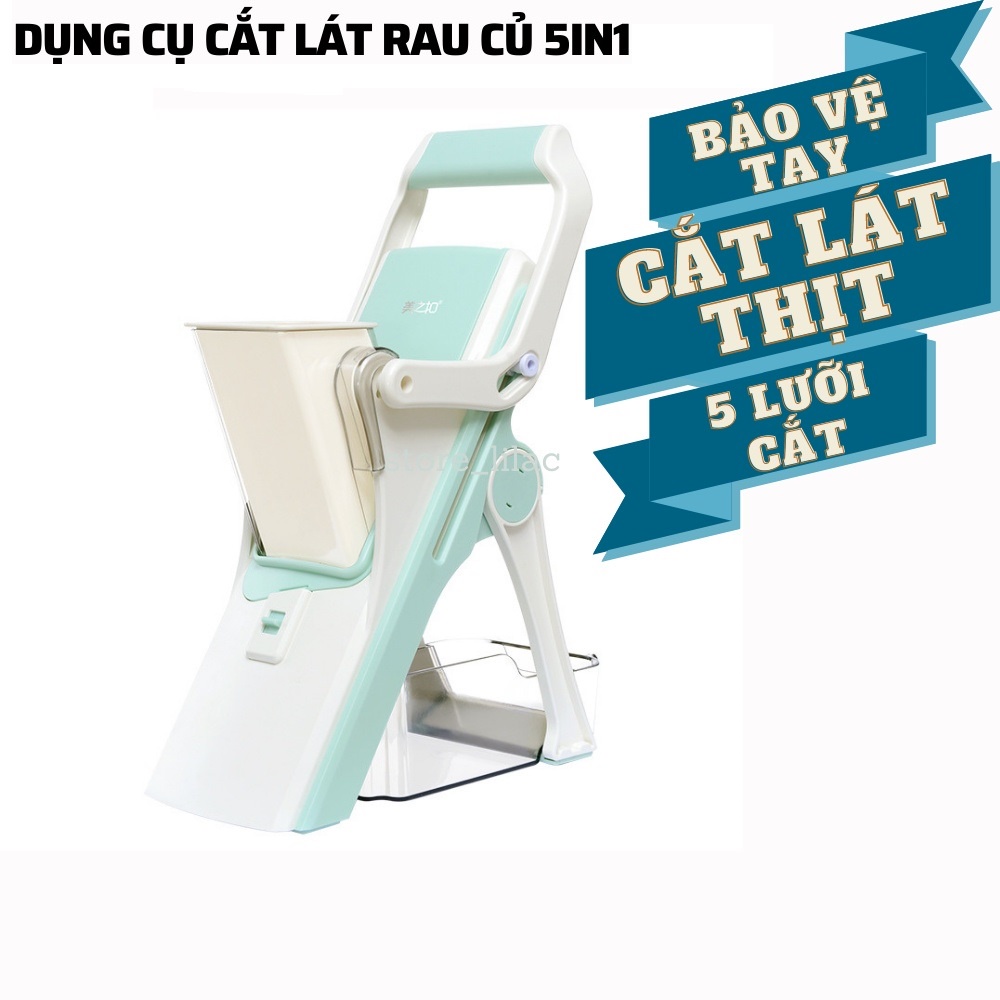 Dụng cụ bào sợi rau củ Cắt lát thịt nạo rau củ đa năng 5in1 dụng cụ cắt lát mẫu mới bảo vệ đôi tay của bạn