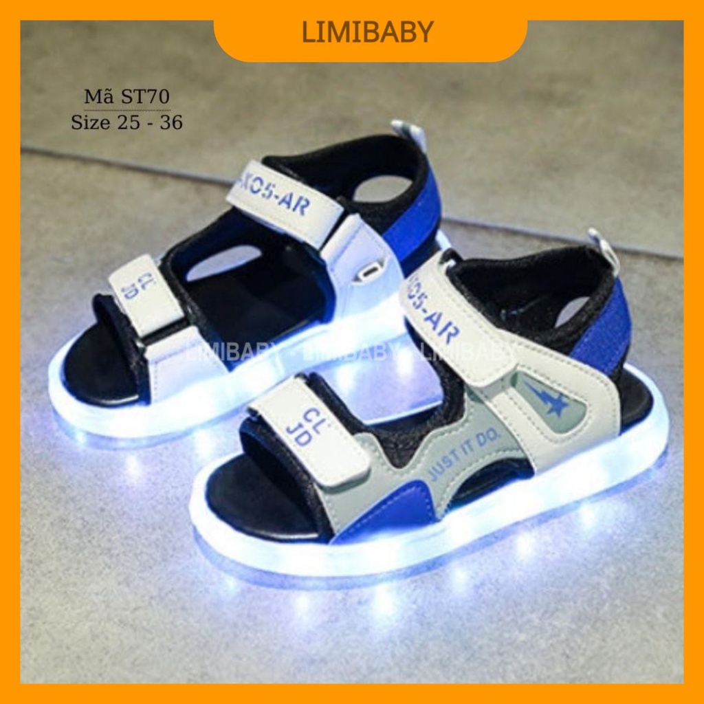 Giày sandal phát sang có đèn LED cho bé trai 7 màu 4 chớp sạc USB siêu bền mang thời trang cho trẻ em 3 - 12 tuổi ST70