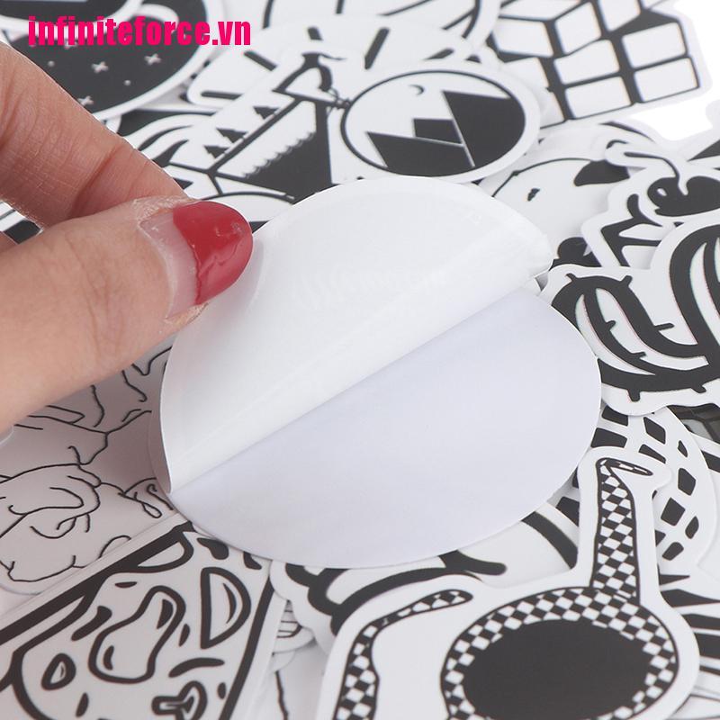 Set 50 Phụ Kiện Trang Trí Đa Năng Màu Trắng Đen Xinh Xắn