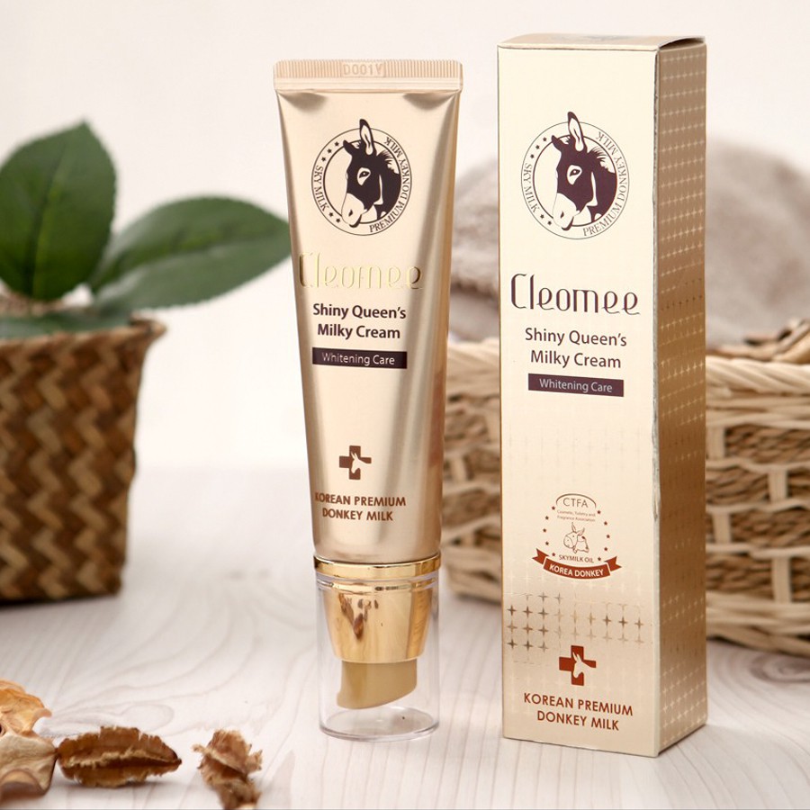 Tinh chất sữa lừa trắng da ban ngày Cleomee shiny queen milky cream whitening care Tinh Chất Sữa Lừa Trắng Da Ban Ngày