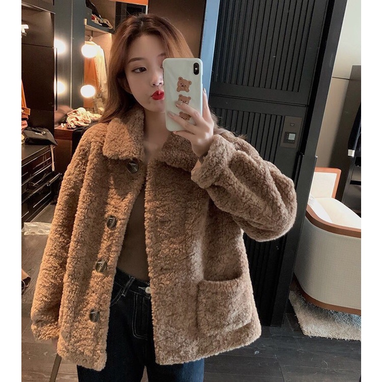 Áo Khoác Len Lông Cừu Thời Trang Thu Đông Hàn Quốc Cho Nữ | BigBuy360 - bigbuy360.vn
