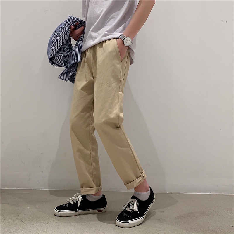 Quần Kaki 9 Tấc Ống Rộng Phong Cách Hàn Quốc Thời Trang Mùa Hè Cho Nam FARU013