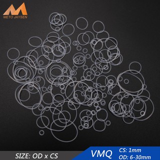 100 chiếc Vòng đệm cao su silicon VMQ bền bỉ Thay thế vòng chữ O OD 6mm-30mm CS 1mm Vòng đệm Vòng đệm Vòng đệm Máy giặt chống thấm nước Độ đàn hồi tốt Thân thiện với môi trường