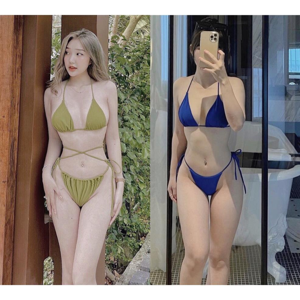 Bikini 2 mảnh tam giác (có bán áo choàng) dây dài quấn eo chuẩn ảnh Đồ bơi nữ đẹp đi biển R01 Đẹp
